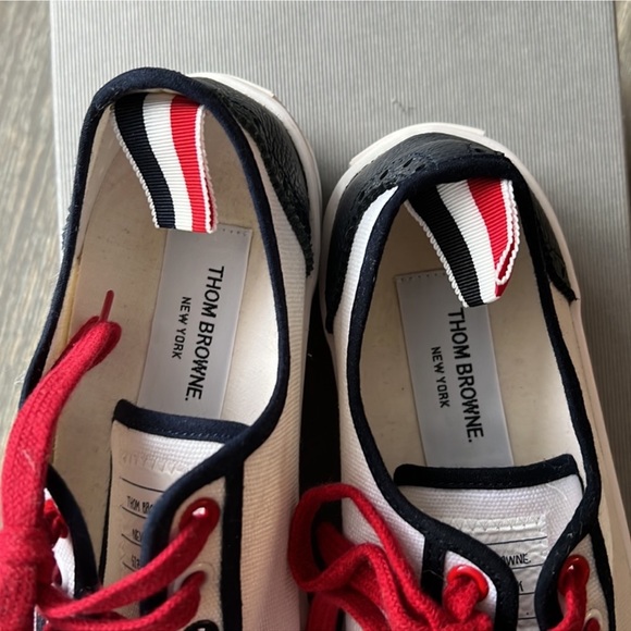 Thom Browne - Leather Trim Sneakers. - Picture 10 of 10